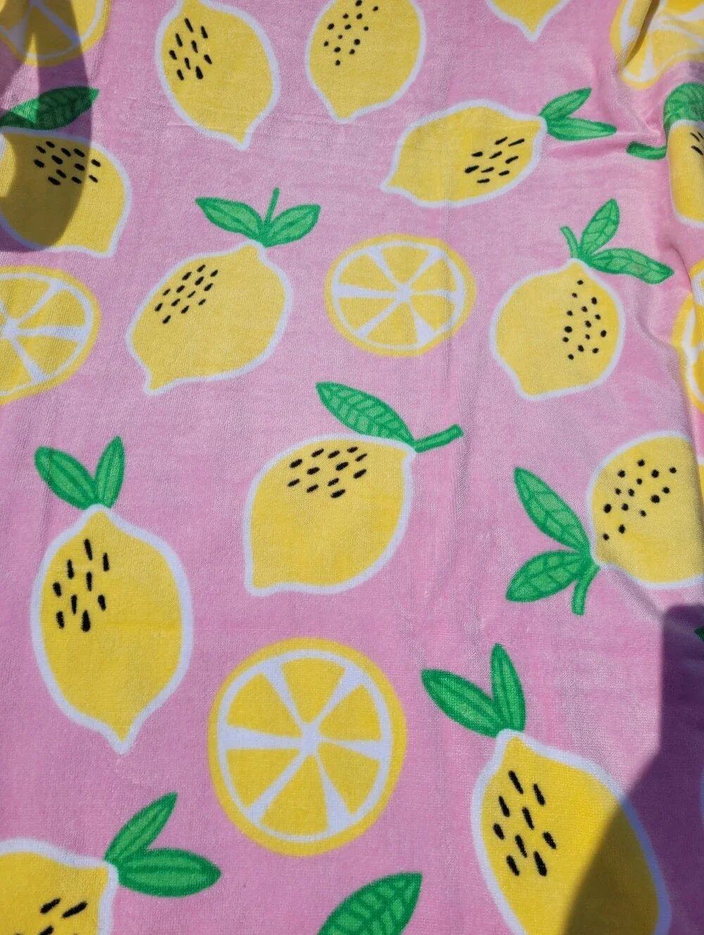 Deborah Connolly Pink Lemon Print Beach Towel - Bright Yellow Lemon Pattern